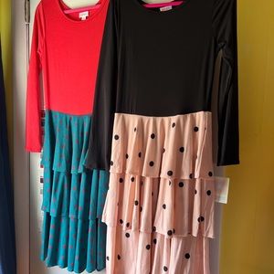 Lularoe 2 lot polka dots Georgia Dresses -large